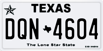 TX license plate DQN4604