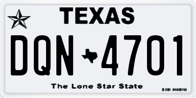 TX license plate DQN4701