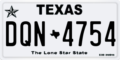 TX license plate DQN4754