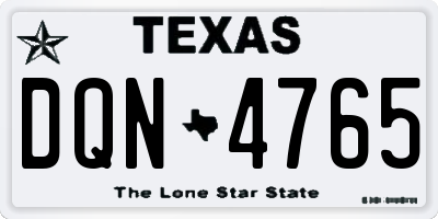TX license plate DQN4765