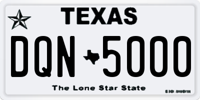 TX license plate DQN5000