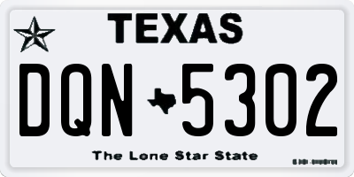TX license plate DQN5302