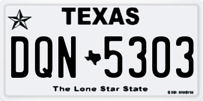 TX license plate DQN5303