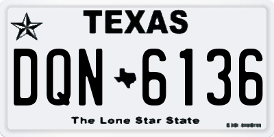 TX license plate DQN6136