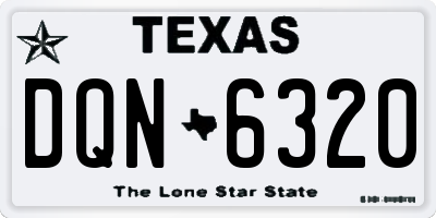 TX license plate DQN6320