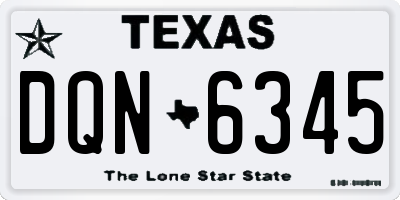 TX license plate DQN6345