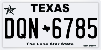 TX license plate DQN6785