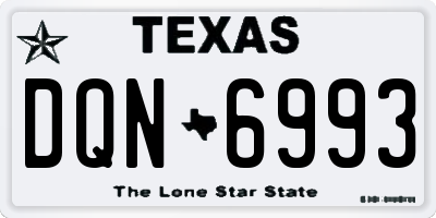 TX license plate DQN6993