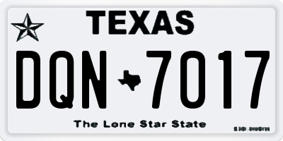 TX license plate DQN7017