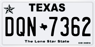 TX license plate DQN7362
