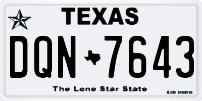 TX license plate DQN7643