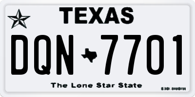 TX license plate DQN7701