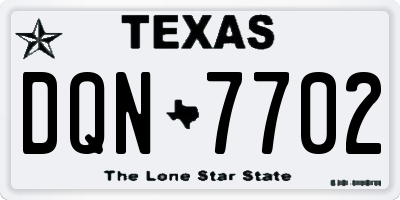 TX license plate DQN7702