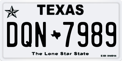 TX license plate DQN7989