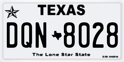 TX license plate DQN8028