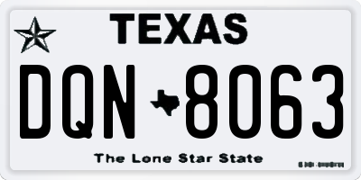 TX license plate DQN8063