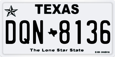 TX license plate DQN8136