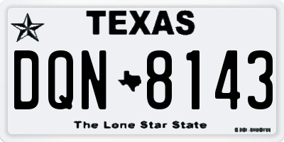 TX license plate DQN8143