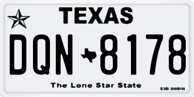 TX license plate DQN8178
