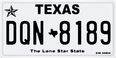 TX license plate DQN8189