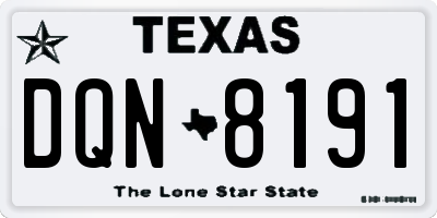 TX license plate DQN8191