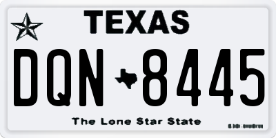 TX license plate DQN8445
