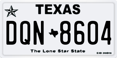 TX license plate DQN8604