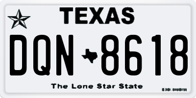 TX license plate DQN8618