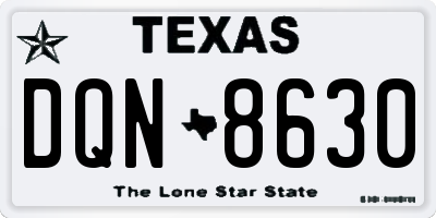 TX license plate DQN8630