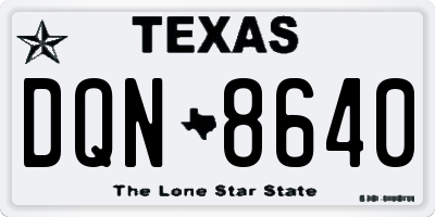 TX license plate DQN8640