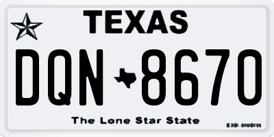 TX license plate DQN8670