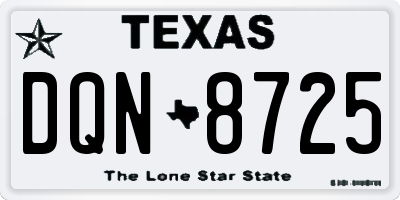 TX license plate DQN8725