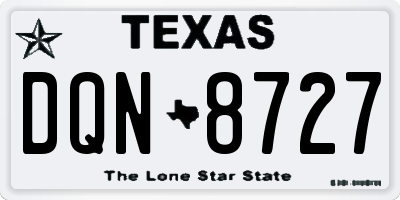 TX license plate DQN8727