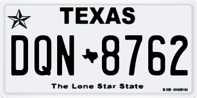 TX license plate DQN8762