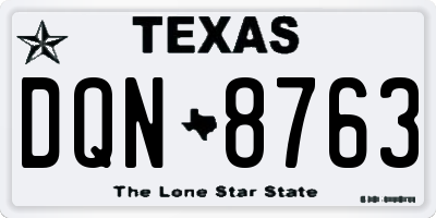 TX license plate DQN8763