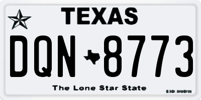 TX license plate DQN8773