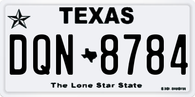 TX license plate DQN8784