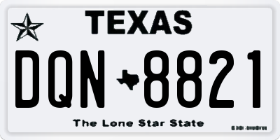 TX license plate DQN8821