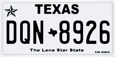 TX license plate DQN8926