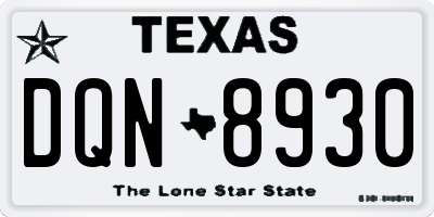 TX license plate DQN8930