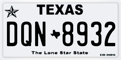 TX license plate DQN8932