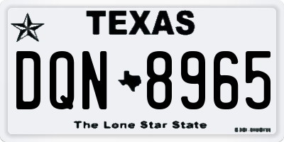 TX license plate DQN8965