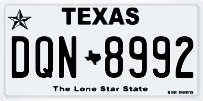 TX license plate DQN8992