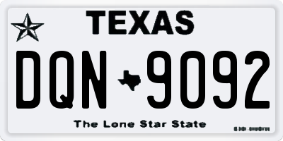 TX license plate DQN9092