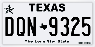 TX license plate DQN9325