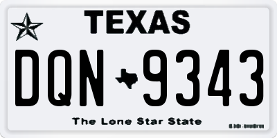 TX license plate DQN9343