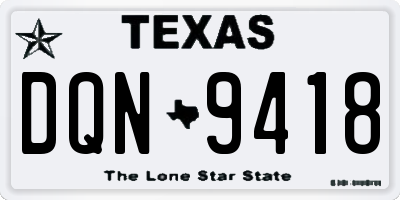 TX license plate DQN9418