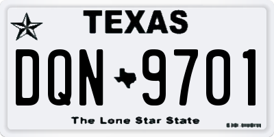 TX license plate DQN9701