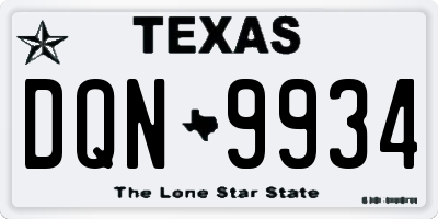 TX license plate DQN9934