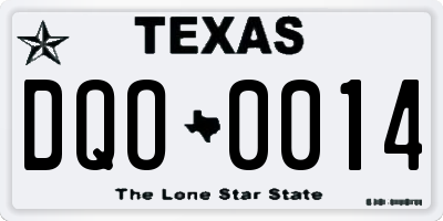 TX license plate DQO0014